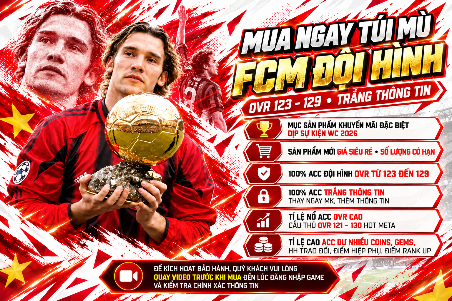 Túi Mù FCM Đội Hình OVR từ 123 đến 129 - Trắng Thông Tin